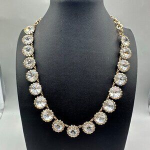 J Crew Brulee Necklace Gold Tone Rivoli Clear Rhinestones Anna Wintour 20"
